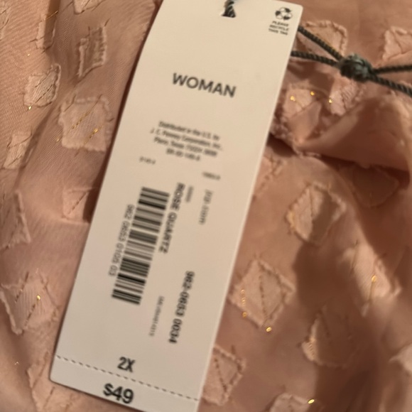 Pink Peasant Blouse & Tank Top 2X Sheer Shimmer Liz Claiborne Balloon Sleeve Top - Picture 5 of 5